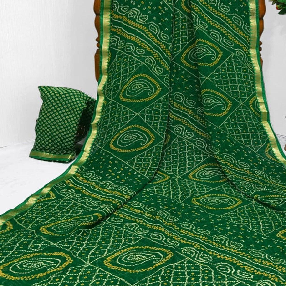 green-casual-wear-bandhani-printed-georgette-saree-with-designer-border-105724
