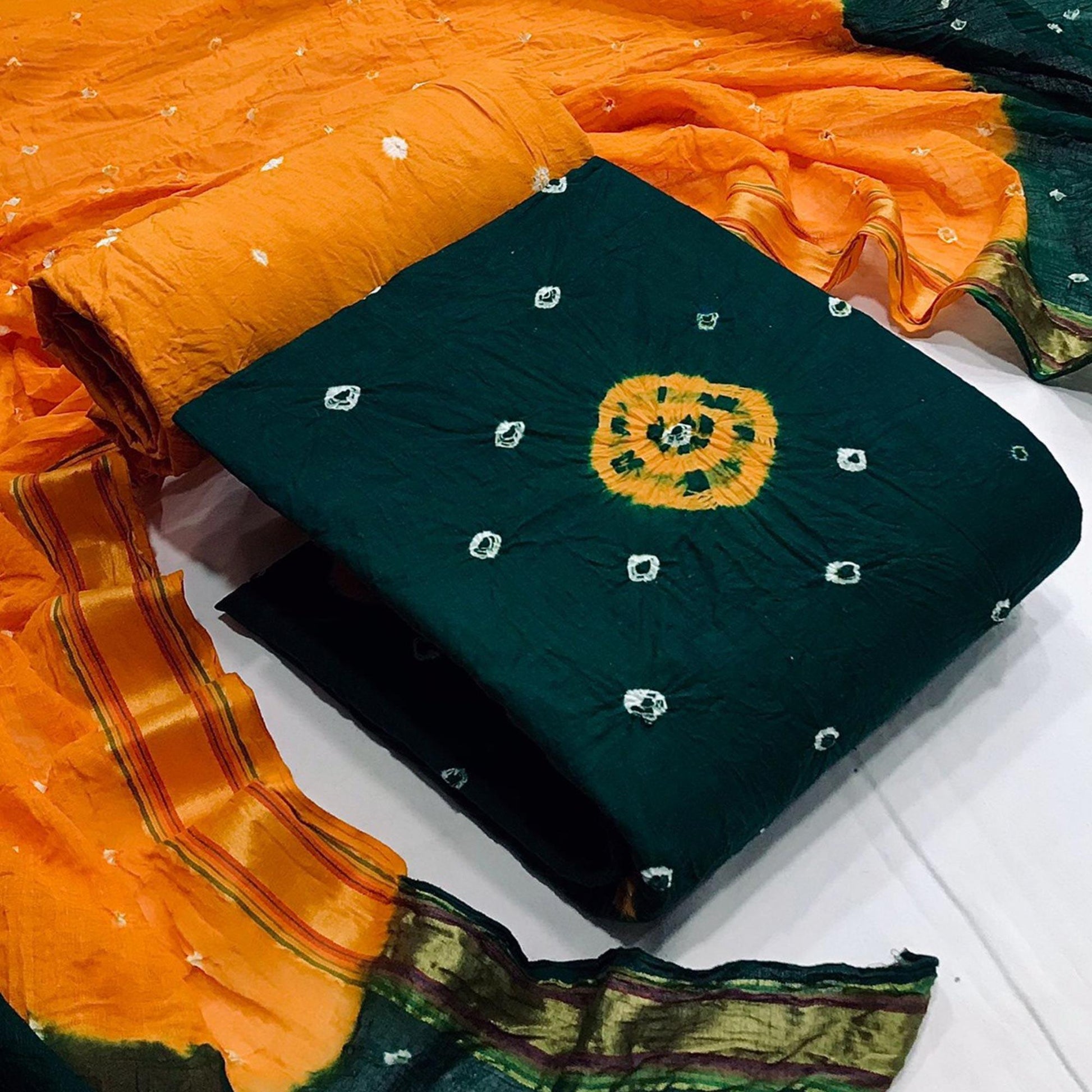 green-casual-wear-bandhani-printed-pure-cotton-dress-material-138778