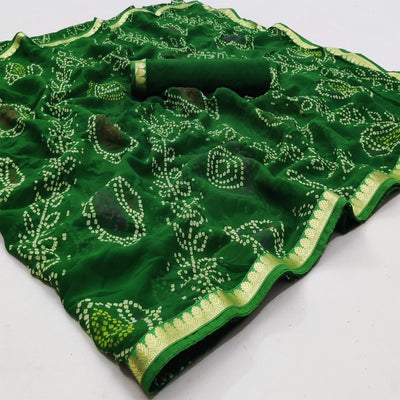 green-casual-wear-bandhani-printed-soft-georgette-saree-with-fancy-border-127202