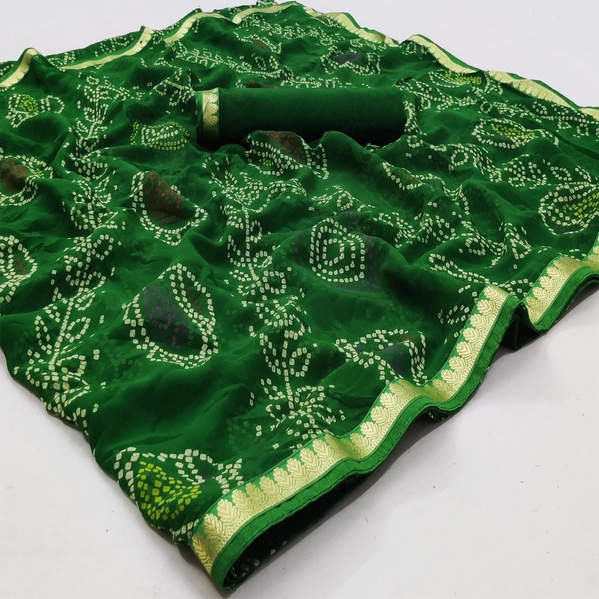 green-casual-wear-bandhani-printed-soft-georgette-saree-with-fancy-border-127202