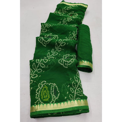 green-casual-wear-bandhani-printed-soft-georgette-saree-with-fancy-border-127202