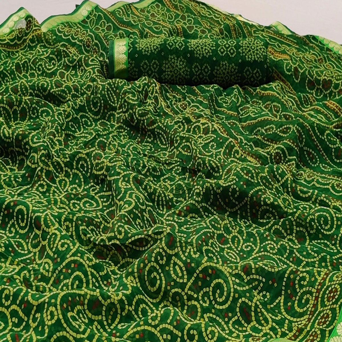 green-casual-wear-bandhani-printed-soft-georgette-saree-with-fancy-border-127204