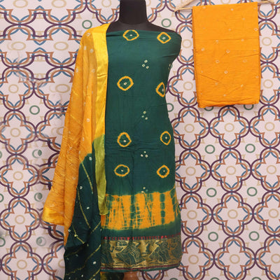 green-festive-wear-bandhej-and-woven-pure-cotton-dress-material-111635