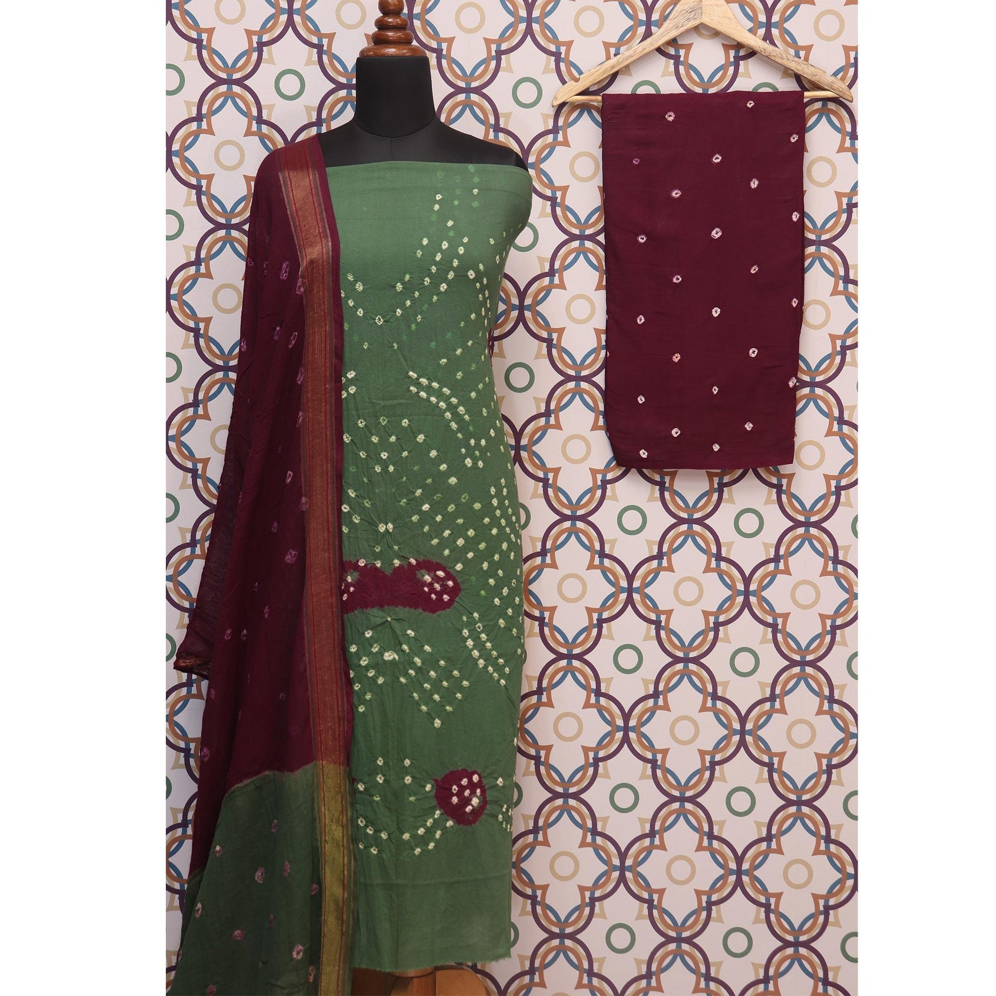 green-festive-wear-bandhej-and-woven-pure-cotton-dress-material-111777