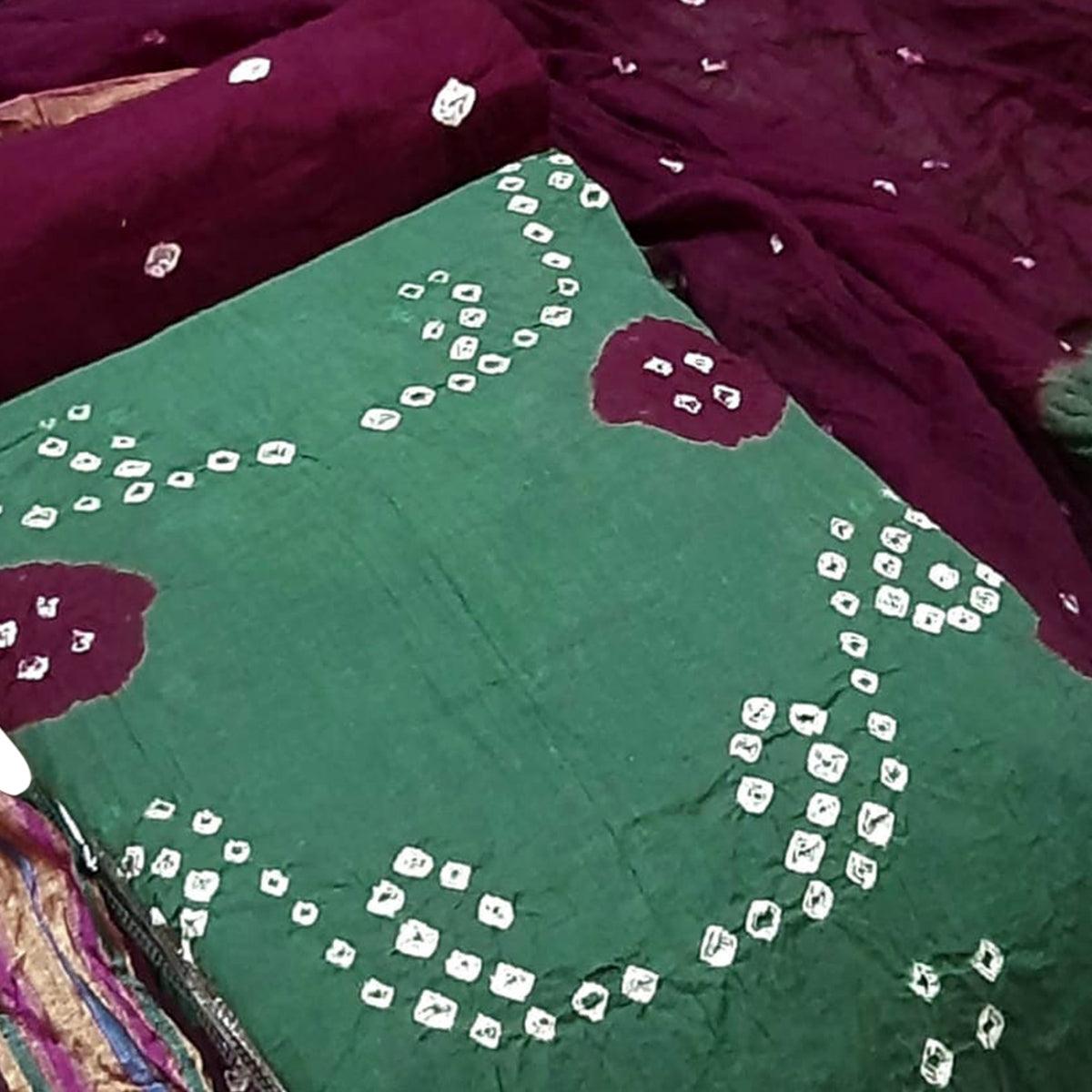 green-festive-wear-bandhej-and-woven-pure-cotton-dress-material-111777