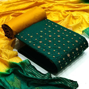 green-casual-wear-beads-handwork-pure-cotton-dress-material-140859