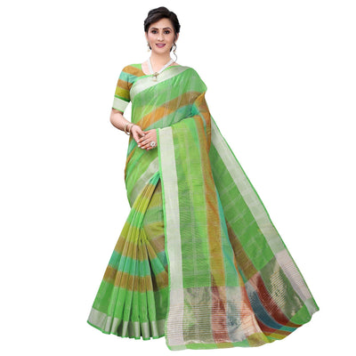 green-casual-wear-checks-printed-kota-doria-saree-with-border-115235