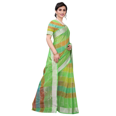 green-casual-wear-checks-printed-kota-doria-saree-with-border-115235