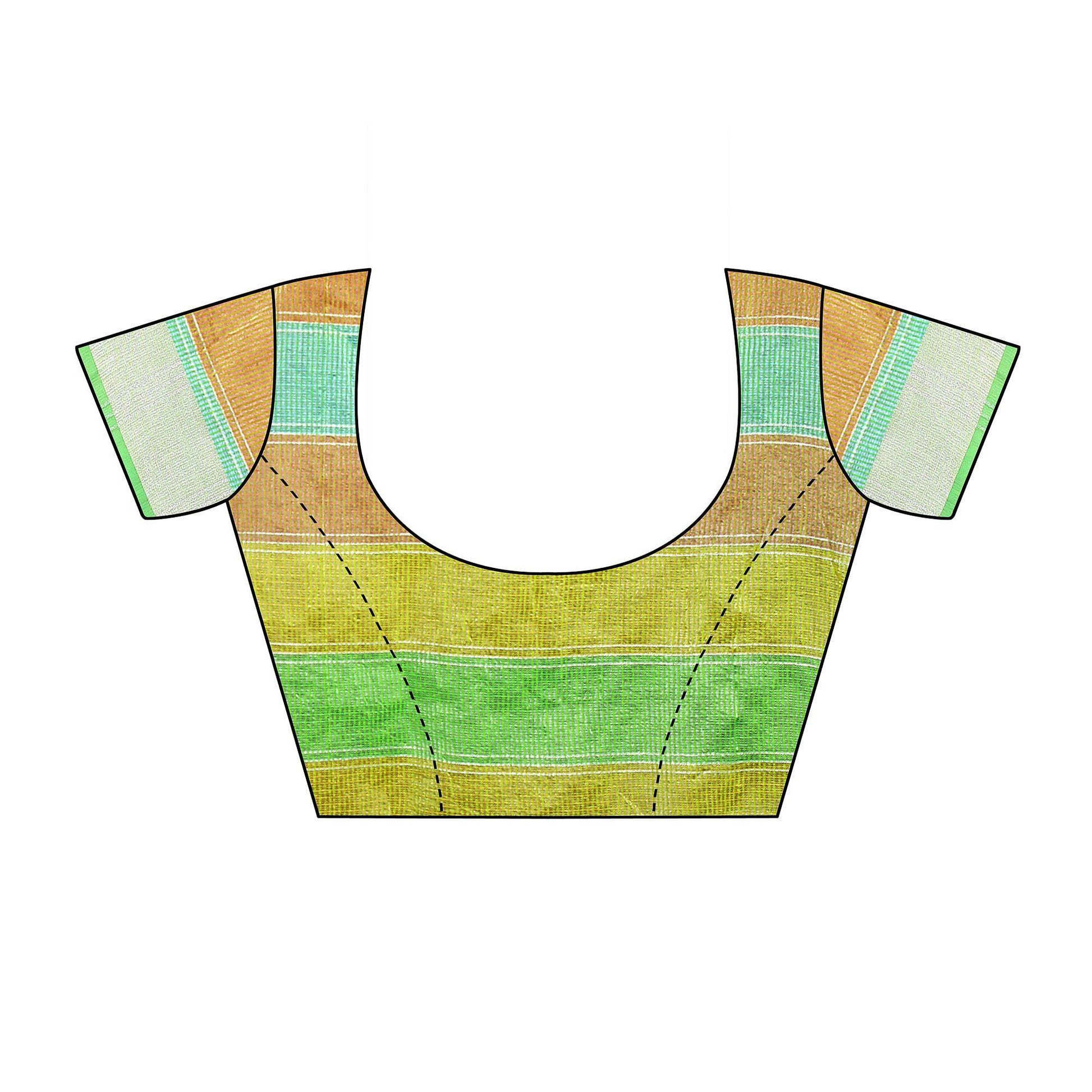 green-casual-wear-checks-printed-kota-doria-saree-with-border-115235