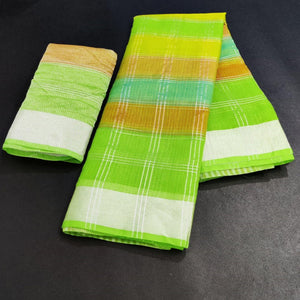 green-casual-wear-checks-printed-kota-doria-saree-with-border-115235
