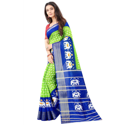 green-casual-wear-designer-hand-black-printed-cotton-linen-saree-110462