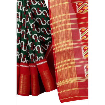green-casual-wear-designer-hand-black-printed-cotton-linen-saree-110445