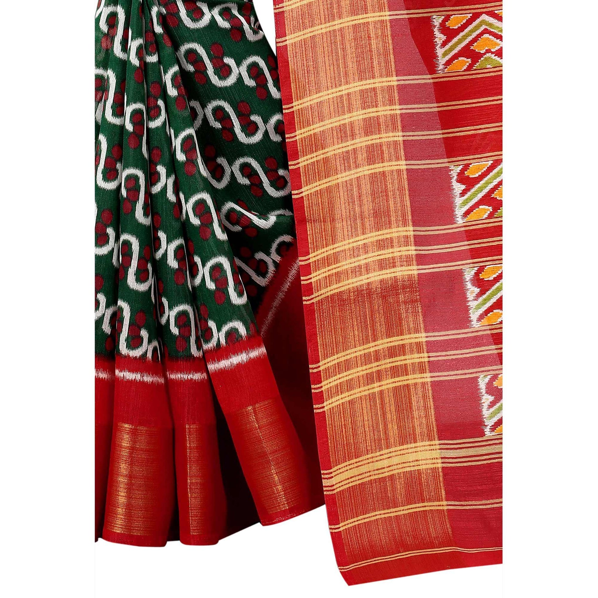green-casual-wear-designer-hand-black-printed-cotton-linen-saree-110445