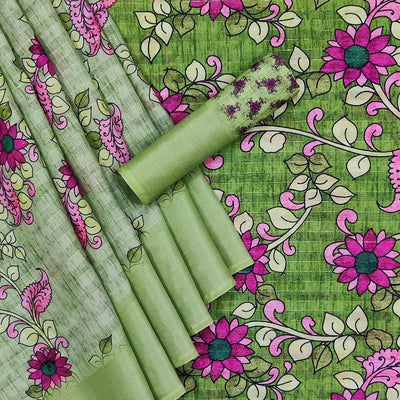 green-casual-wear-digital-floral-printed-cotton-silk-saree-141072