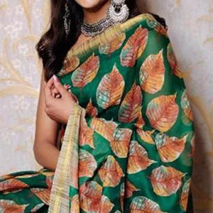 green-casual-wear-digital-printed-chanderi-cotton-saree-134547