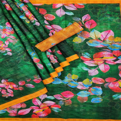 green-casual-wear-digital-printed-cotton-silk-saree-141047
