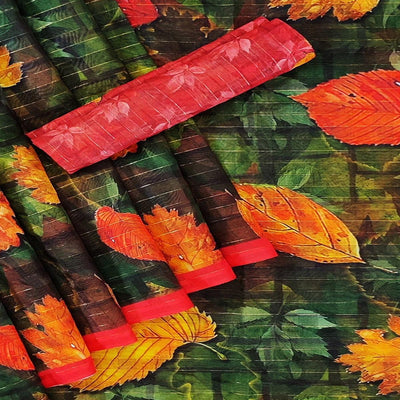 green-casual-wear-digital-printed-cotton-silk-saree-141051