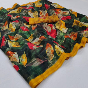 green-casual-wear-digital-printed-cotton-silk-saree-141043