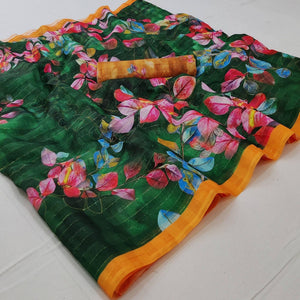 green-casual-wear-digital-printed-cotton-silk-saree-141047