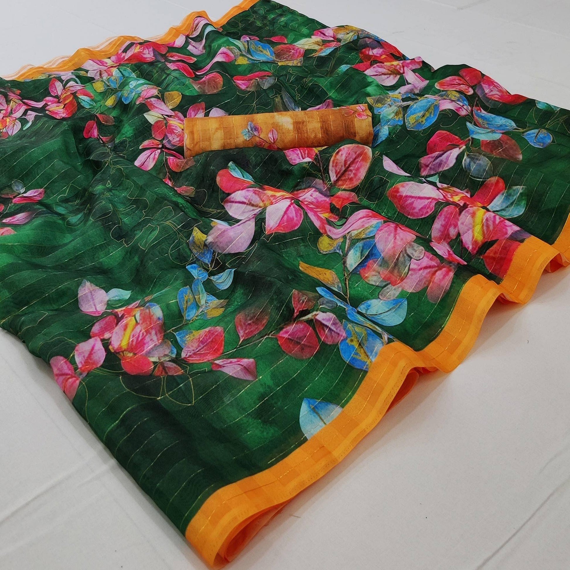 green-casual-wear-digital-printed-cotton-silk-saree-141047