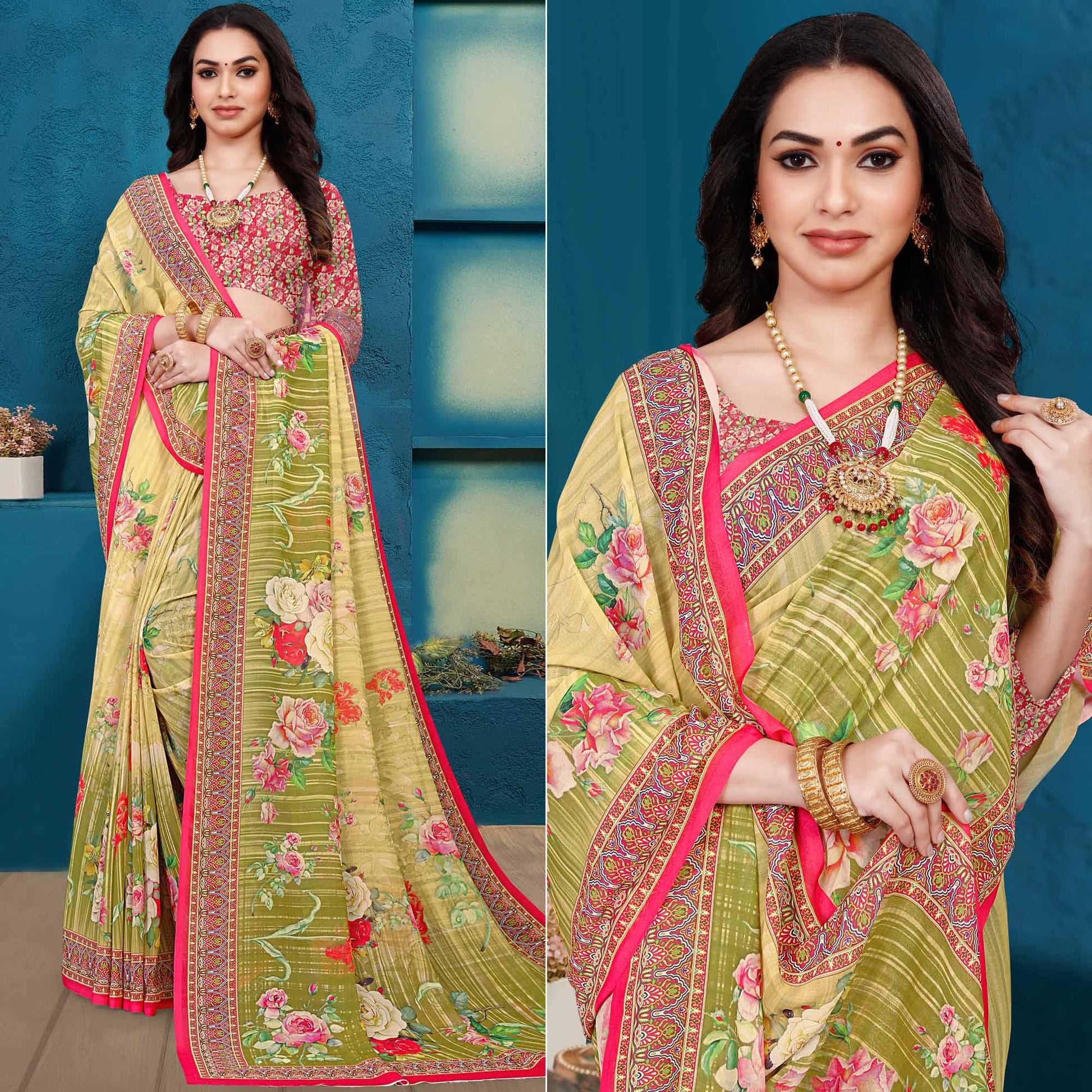 green-casual-wear-digital-printed-georgette-saree-139297