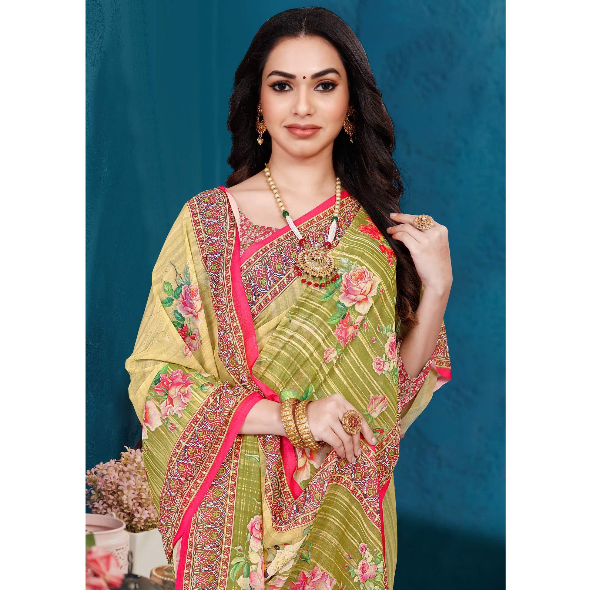 green-casual-wear-digital-printed-georgette-saree-139297