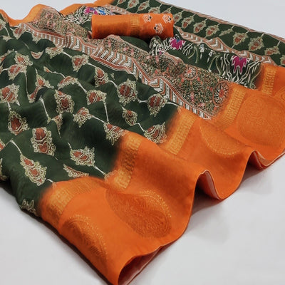 green-casual-wear-digital-printed-linen-saree-woven-border-134614