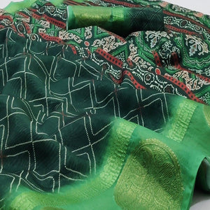 green-casual-wear-digital-printed-linen-saree-woven-border-134609