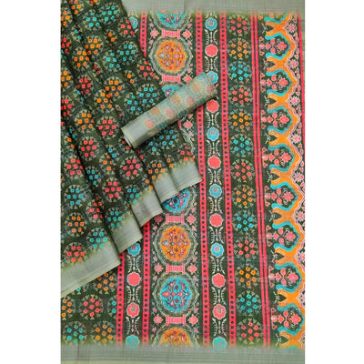 green-casual-wear-digital-printed-silk-saree-with-jacquard-border-139270