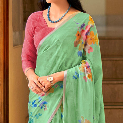 green-casual-wear-digital-printed-soft-organza-saree-124157