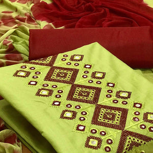 green-casual-wear-embroidered-mirror-work-cotton-dress-material-129140