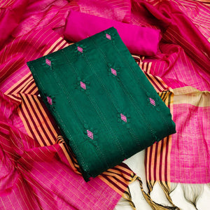green-casual-wear-embroidered-chanderi-dress-material-132545