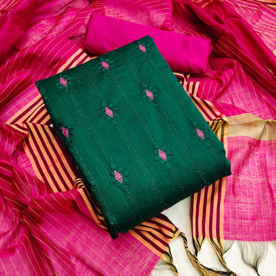 green-casual-wear-embroidered-chanderi-dress-material-132545