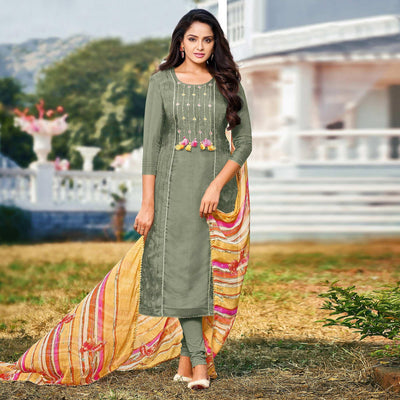 green-casual-wear-embroidered-chanderi-cotton-dress-material-128542