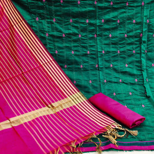 green-casual-wear-embroidered-chanderi-dress-material-132545