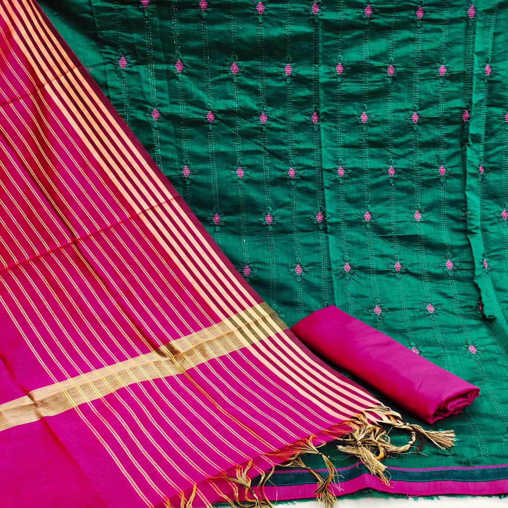 green-casual-wear-embroidered-chanderi-dress-material-132545