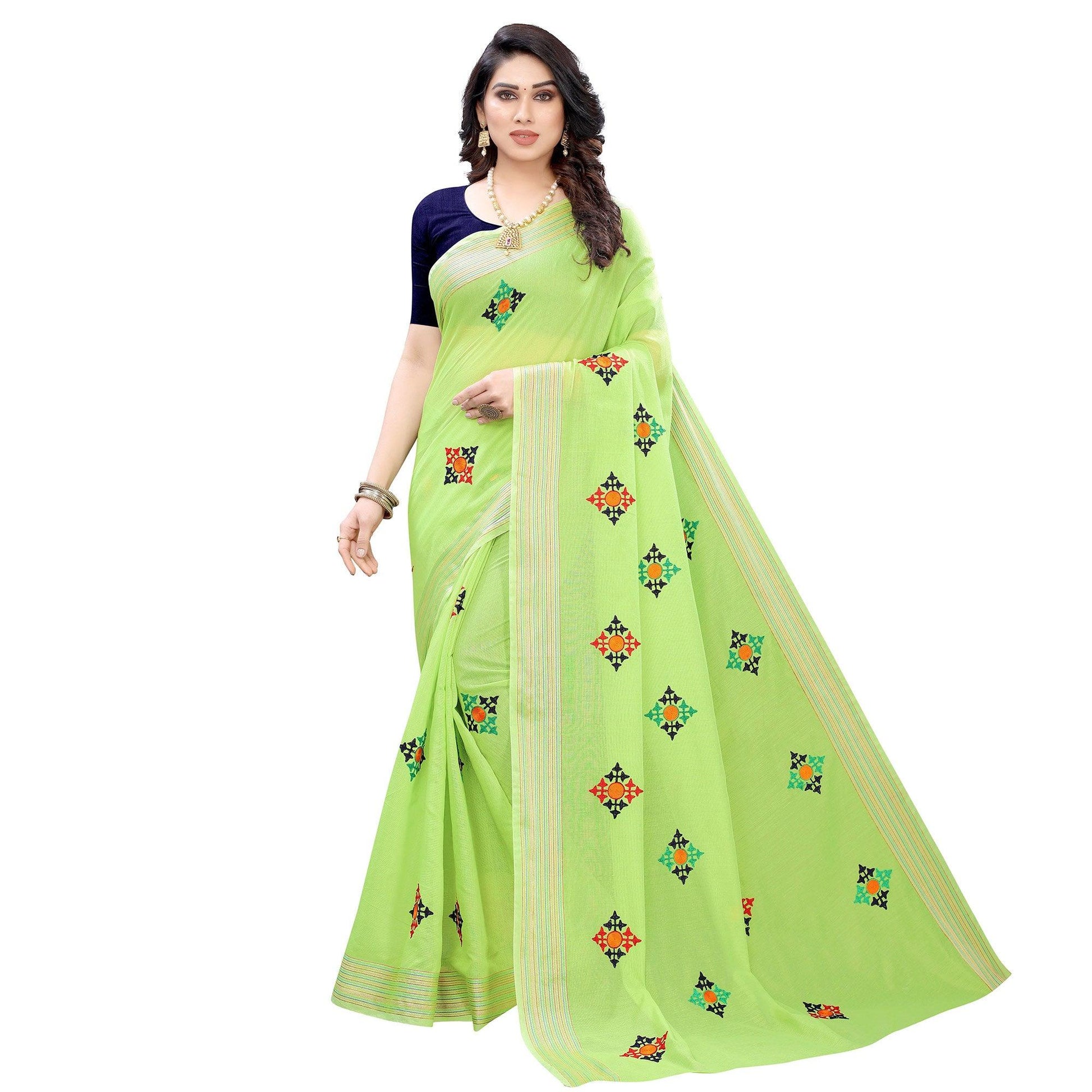 green-casual-wear-embroidered-chanderi-saree-125514