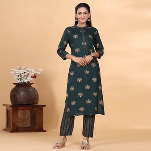 green-casual-wear-floral-printed-cotton-kurti-122822