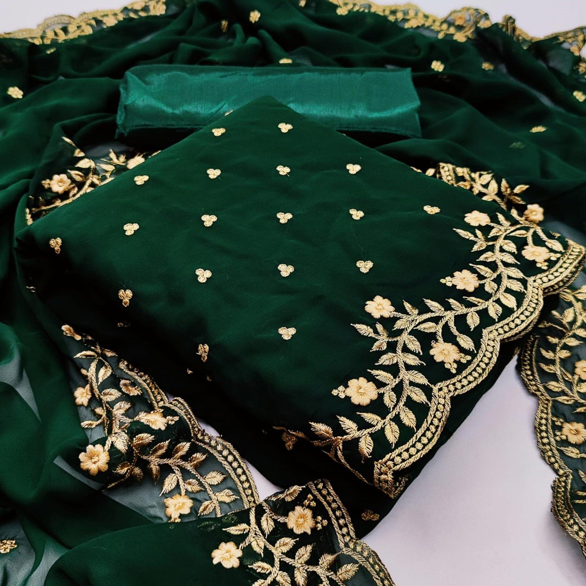 pretty-green-colored-partywear-embroidered-georgette-dress-material-103737
