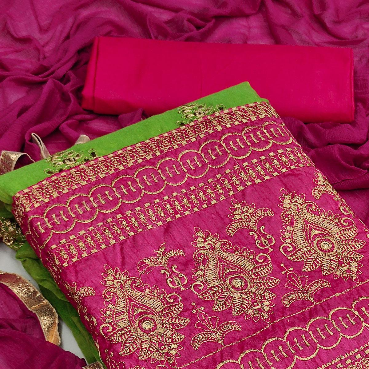 green-festive-wear-embroidered-modal-chanderi-cotton-dress-material-116353