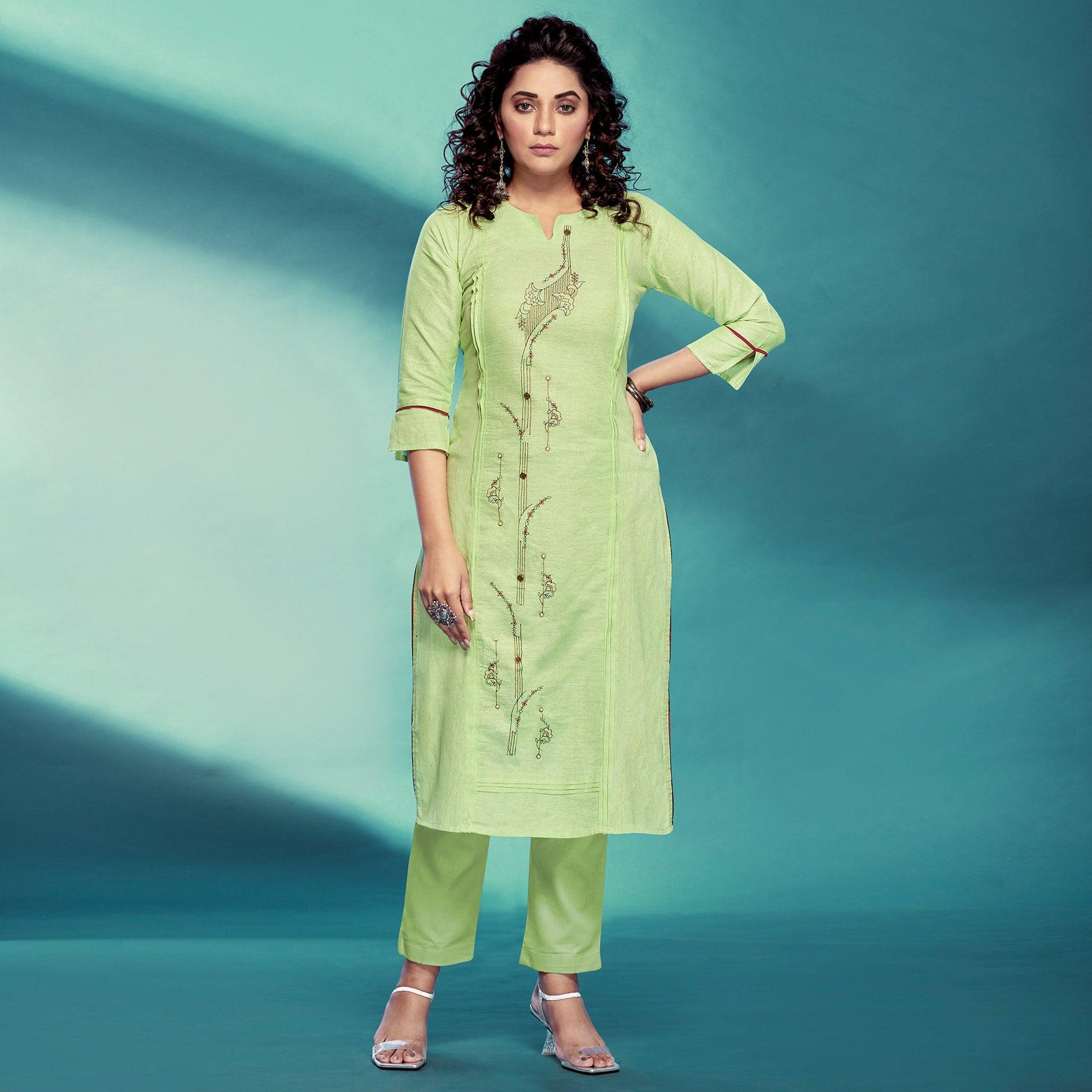 green-casual-wear-embroidered-pure-cotton-kurti-120202