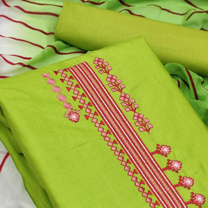 green-casual-wear-embroidery-work-poly-cotton-dress-material-109851