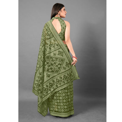 green-casual-wear-floral-brasso-saree-111441
