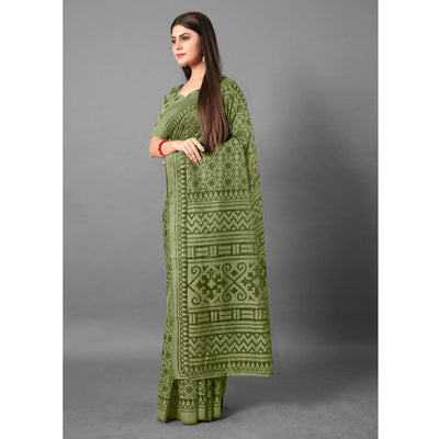 green-casual-wear-floral-brasso-saree-111434