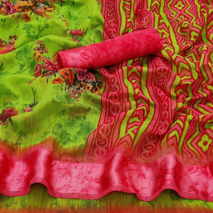 green-casual-wear-floral-digital-printed-linen-saree-123811