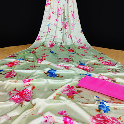 green-casual-wear-floral-digital-printed-japan-satin-saree-108070