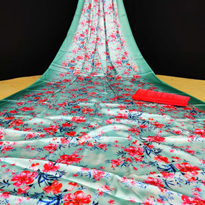 green-casual-wear-floral-digital-printed-japan-satin-saree-108073