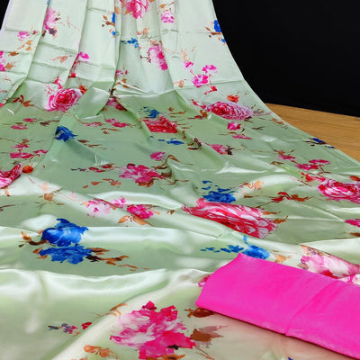 green-casual-wear-floral-digital-printed-japan-satin-saree-108070