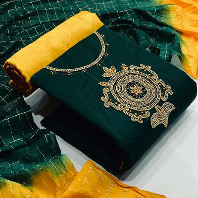 green-casual-wear-floral-embellished-handwork-chanderi-silk-dress-material-134036