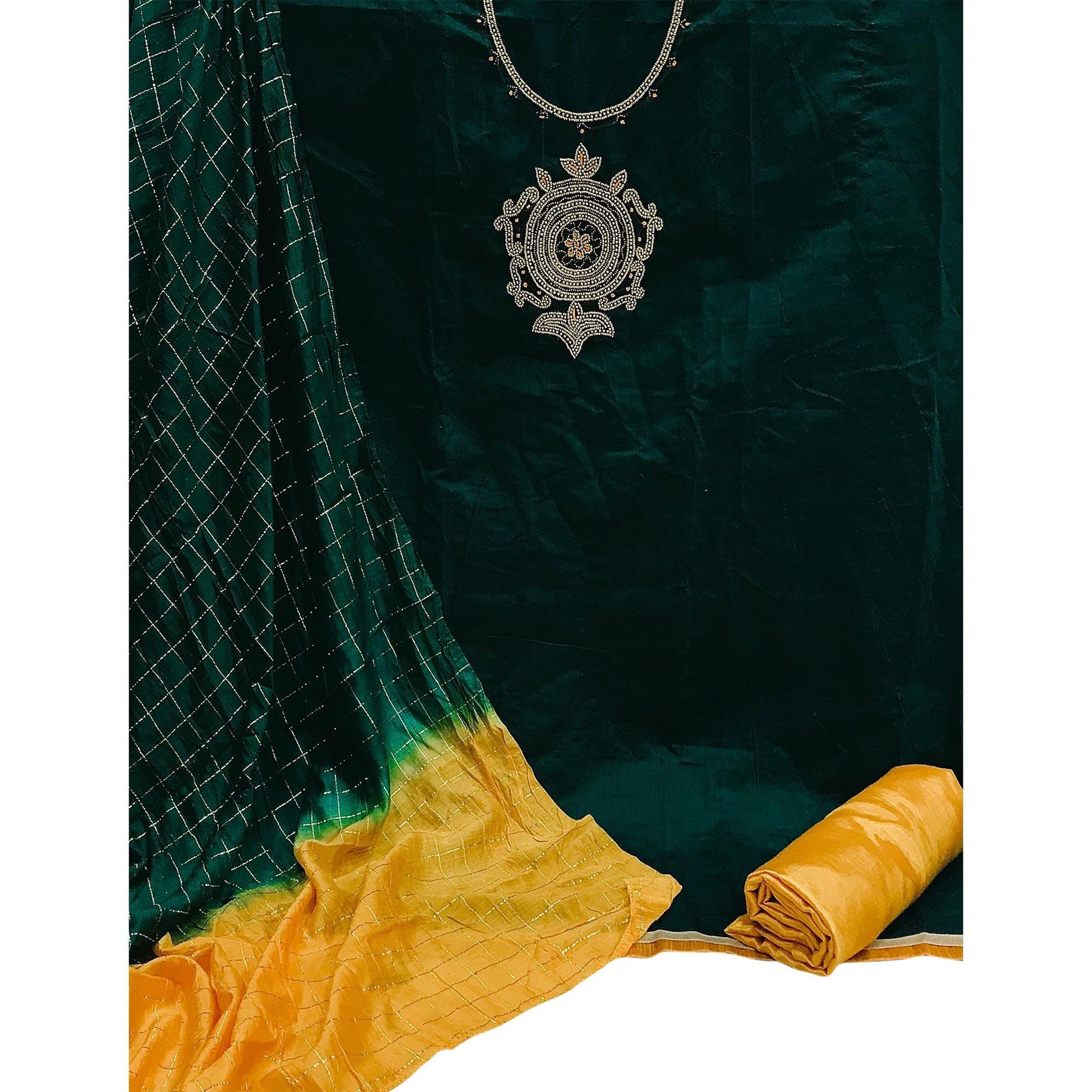 green-casual-wear-floral-embellished-handwork-chanderi-silk-dress-material-134036